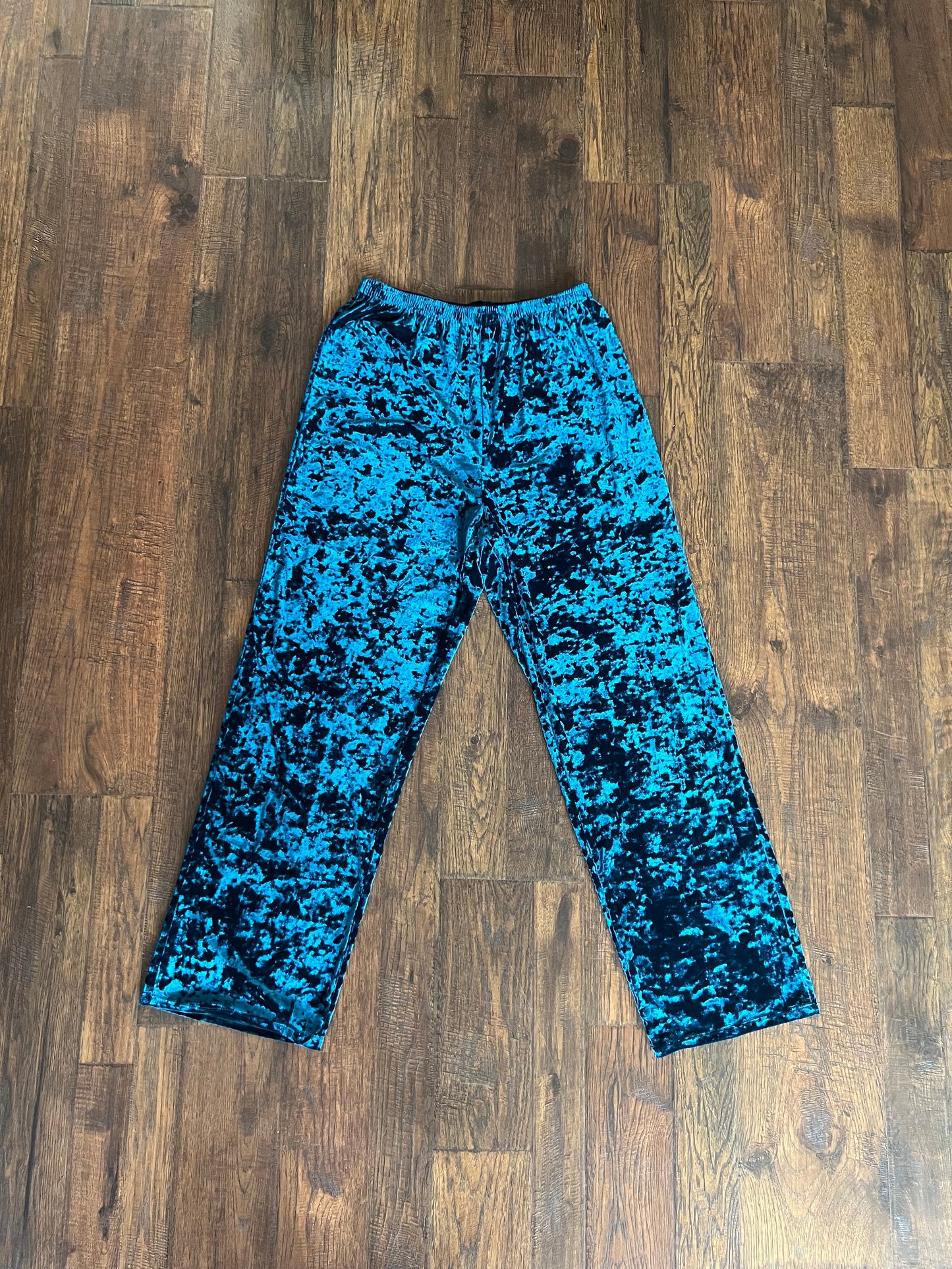 Vintage Clothing - Straight Leg Pants - Crushed Velvet - Teal - Medium