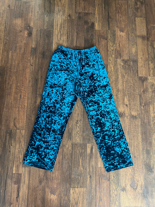 Vintage Clothing - Straight Leg Pants - Crushed Velvet - Teal - Medium