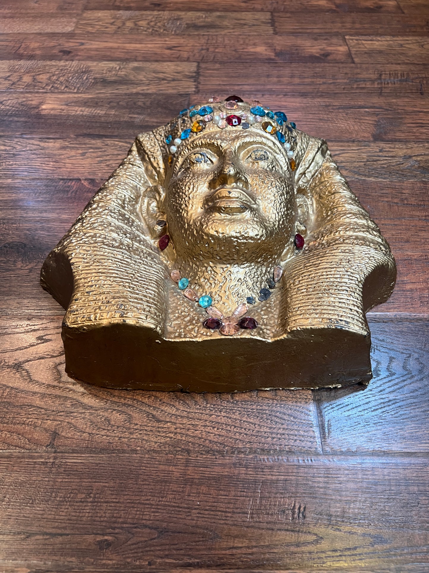 Vintage Home Decor - Ceramic Wall Mask - Bejeweled Bust of Tutankhamun