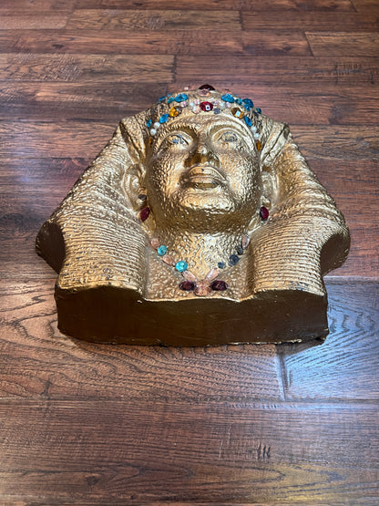 Vintage Home Decor - Ceramic Wall Mask - Bejeweled Bust of Tutankhamun