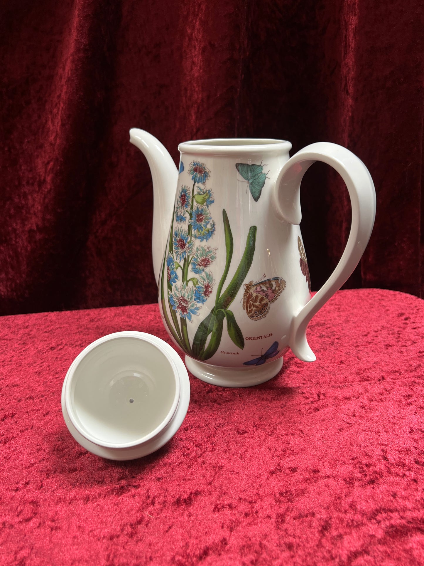 Vintage Ceramic Coffee Pot - Botanic Garden Hyacinth Butterfly Portmeirion