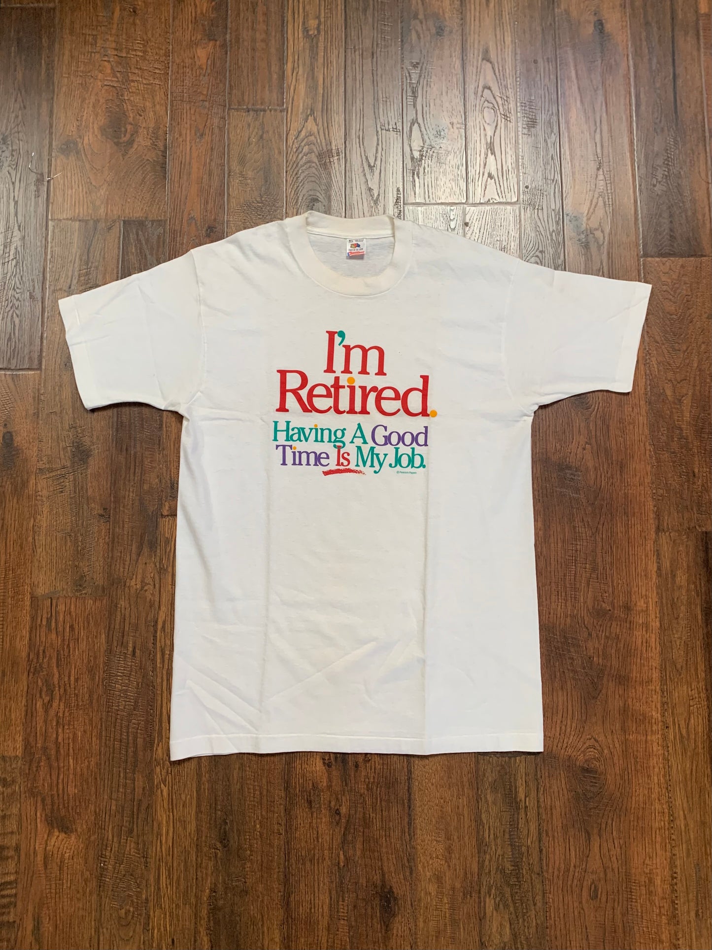 Vintage T-Shirt - I’m Retired - 90s Graphic - Peacock Papers - X-Large