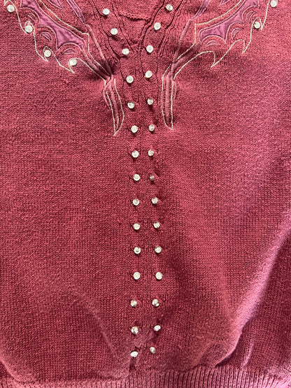 Vintage Clothing - Embellished Knit Sweater - Pink - Medium - Cervelle