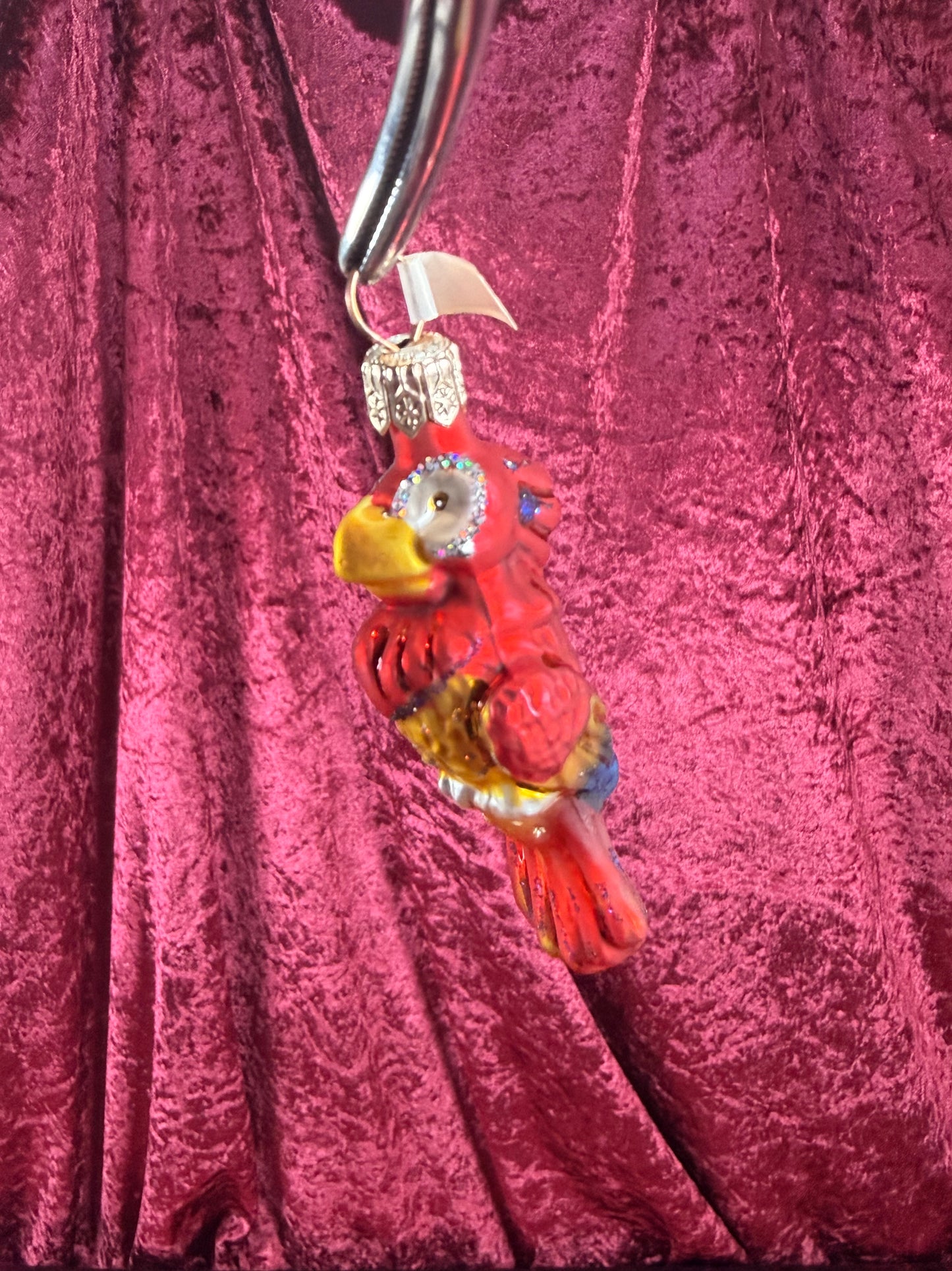 Vintage Christmas - Handblown Glass Ornament - Red Macaw Parrot - Poland - 3.5"