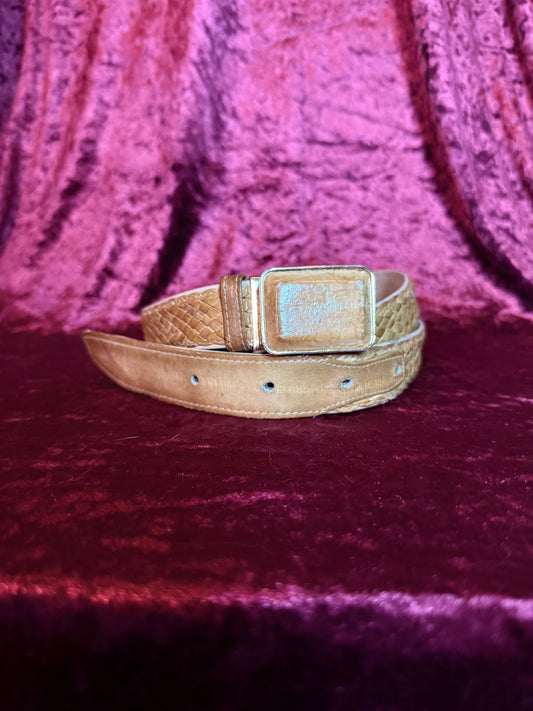 Vintage Accessories - Braided Eel Skin Leather Belt - Tan - M