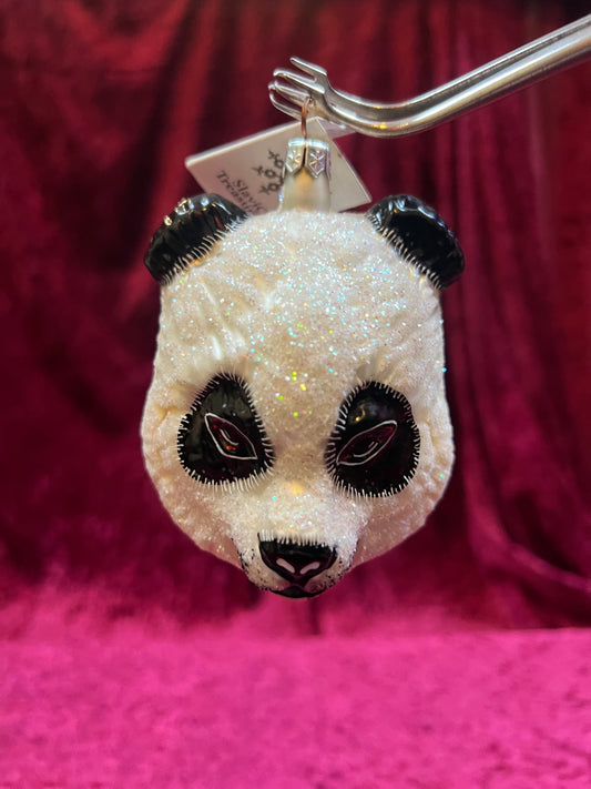 Vintage Christmas - Handblown Glass Ornament - Mini Panda - Slavic Treasures - Made In Poland