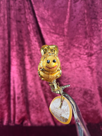 Vintage Christmas - Handblown Clip On Glass Ornament - Yellow Bee - Inge Glas - Germany