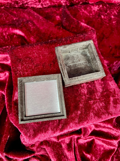 Vintage Trinket Box - Black Carved Flower - 2.5"