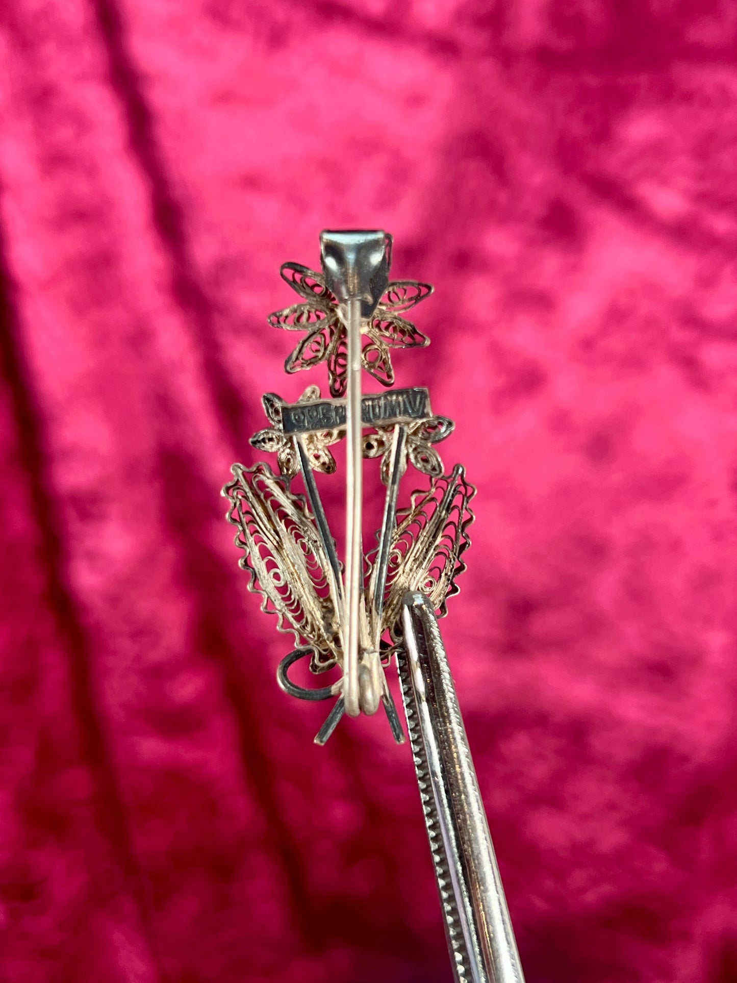 Vintage Jewelry - Brooch - 925 Silver - Flower Bouquet - Sperumv