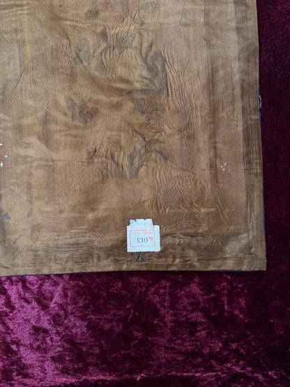 Antique Chinese Silk Sleeve Band – Blue Bird In A Tree - Embroidered Textile Robe Panel - Peking, China