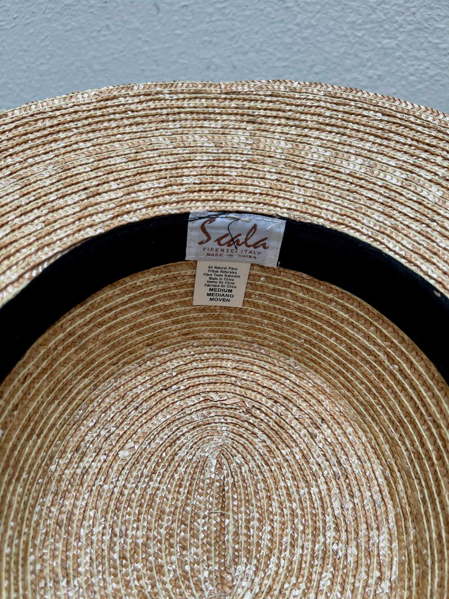 Vintage Accessories - Straw Sun Hat - Black Bow - Medium - Scala
