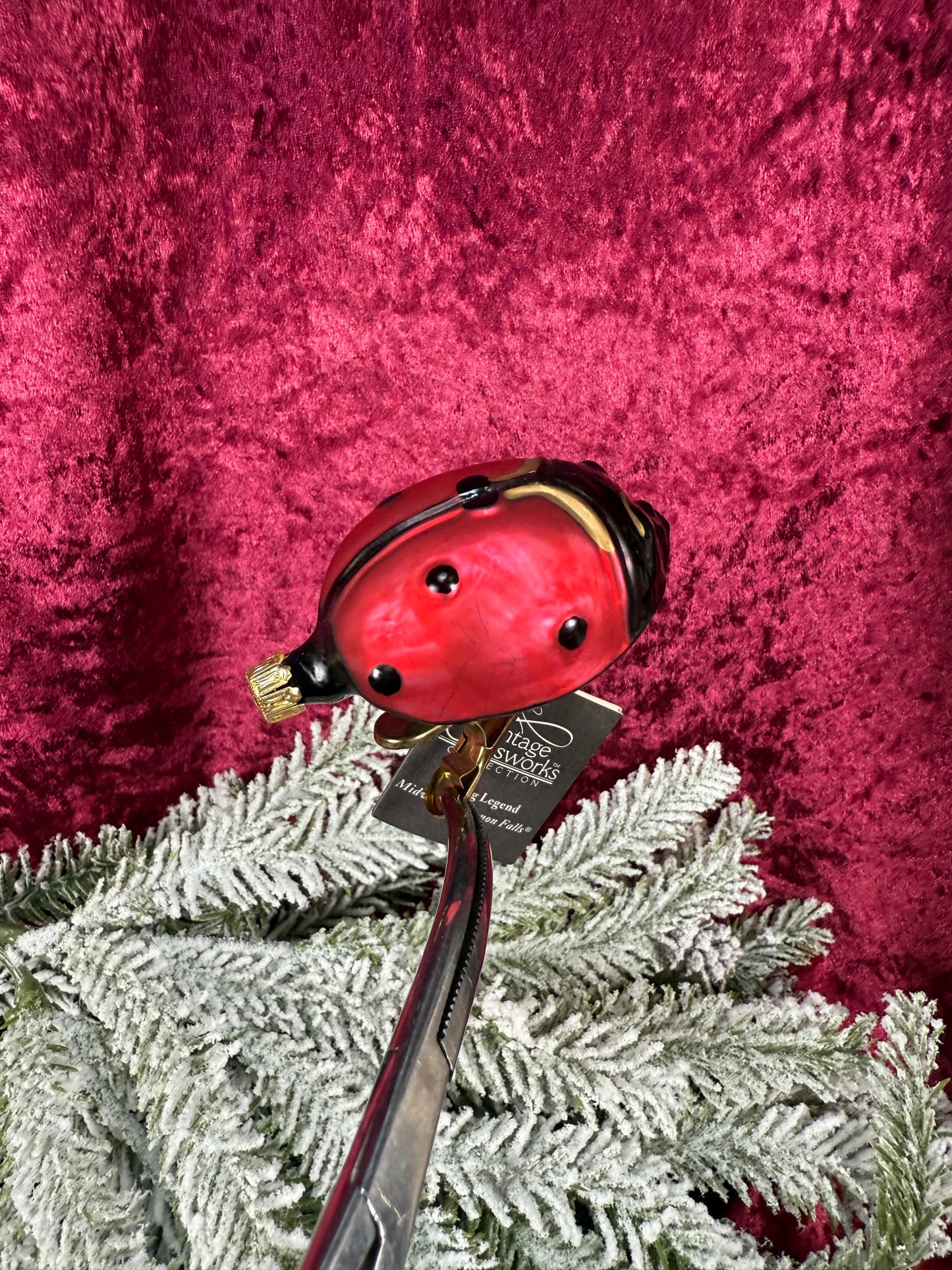 Vintage Christmas - Glass Clip-On Ornament - Ladybug Legend - Vintage Glassworks - Germany
