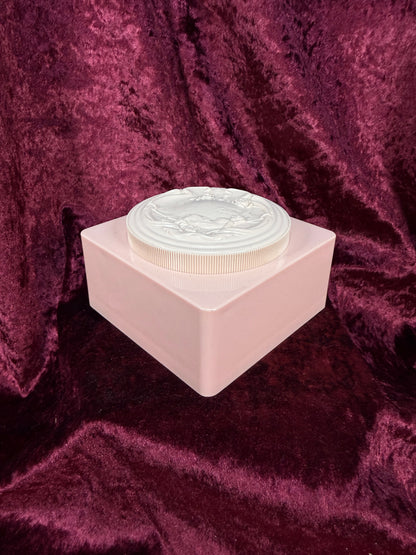 Vintage Vanity - Pink Plastic Powder Box – Art Nouveau Lady Reclining Lid - Evyan