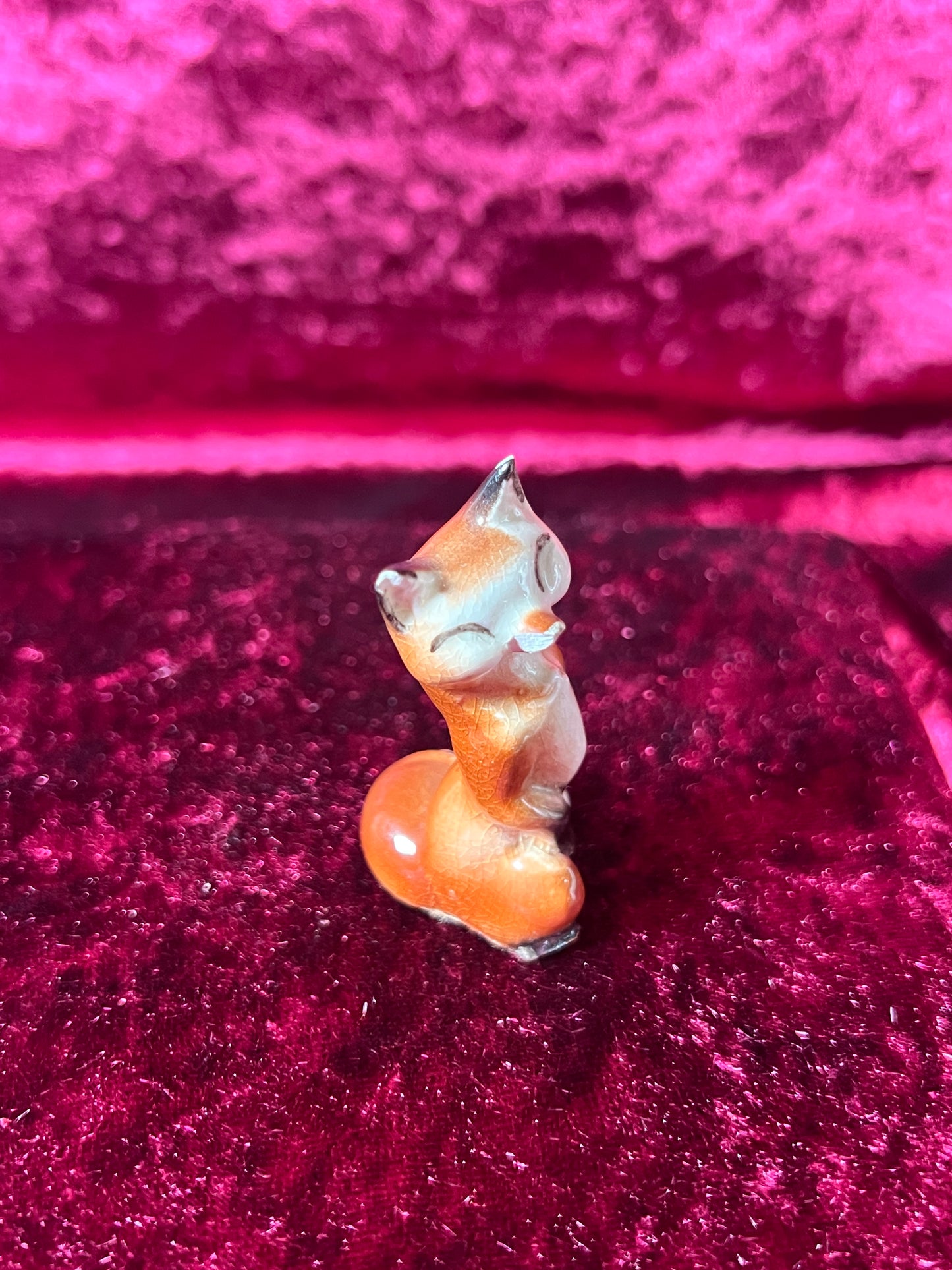 Vintage Figurine - Porcelain Miniature - Smiling Fox - Chipped