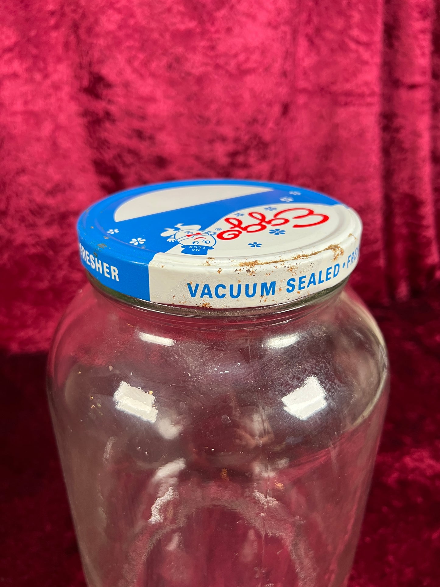 Vintage Glass Kitchen Storage Jar – Eggo Advertising Lid Mid Century Canister