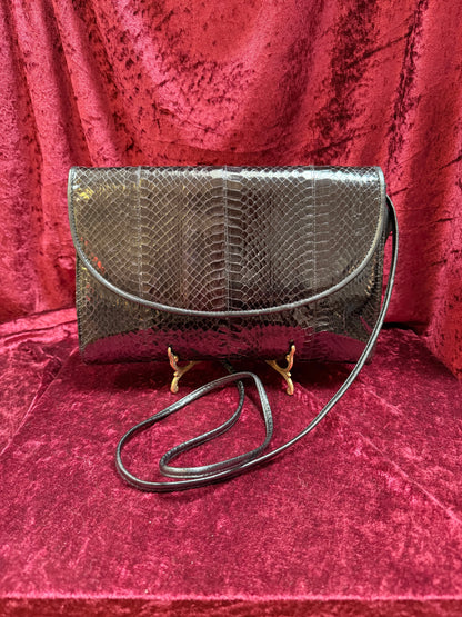Vintage Accessories - Crossbody Evening Purse - Genuine Black Snakeskin - Jennifer Moore