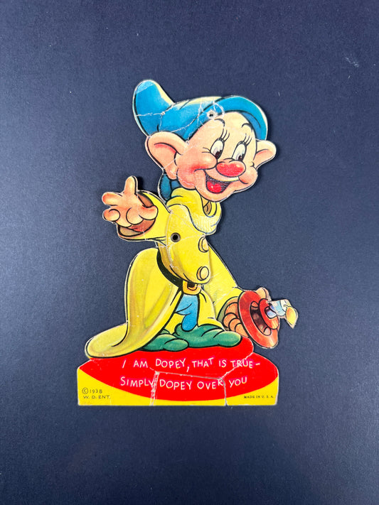 Vintage Ephemera - Mechanical Valentine’s Day Card - Simply Dopey - Walt Disney - USA