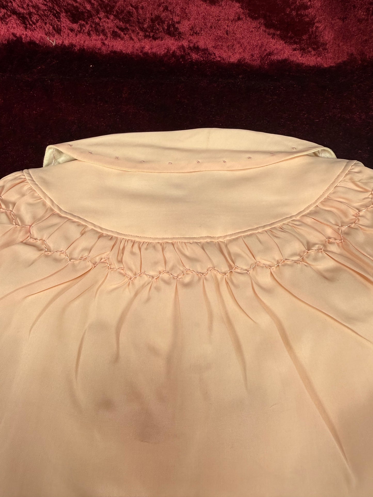 Vintage Silk Baby Capelet – Blush Pink Embroidered Lined Infant Coat
