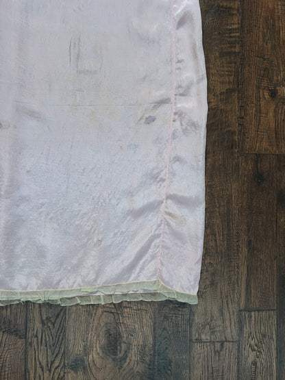 Vintage 1940s Pink Shift Nightgown - Sleeveless Lace Trim Slip Dress - Medium