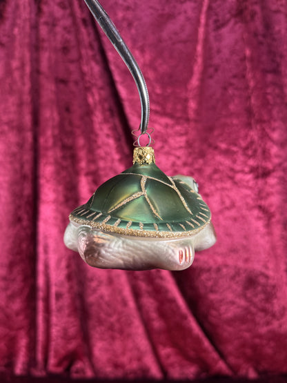 Vintage Christmas - Handblown Glass Ornament - Smiling Sea Turtle - Inge Glas - Germany