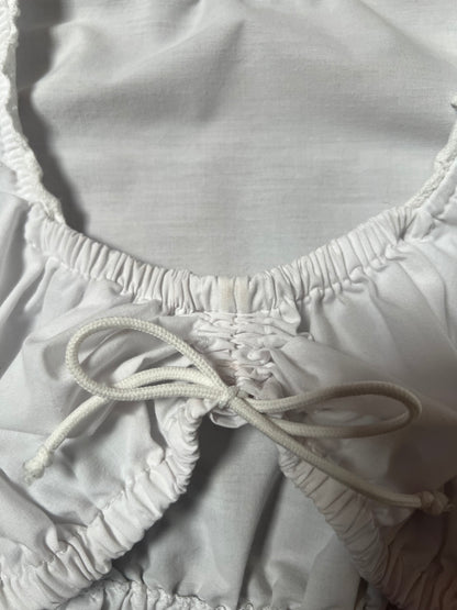 Vintage Clothing - Drindl Blouse with Puff Sleeves - White - X-Small - Stockerpoint