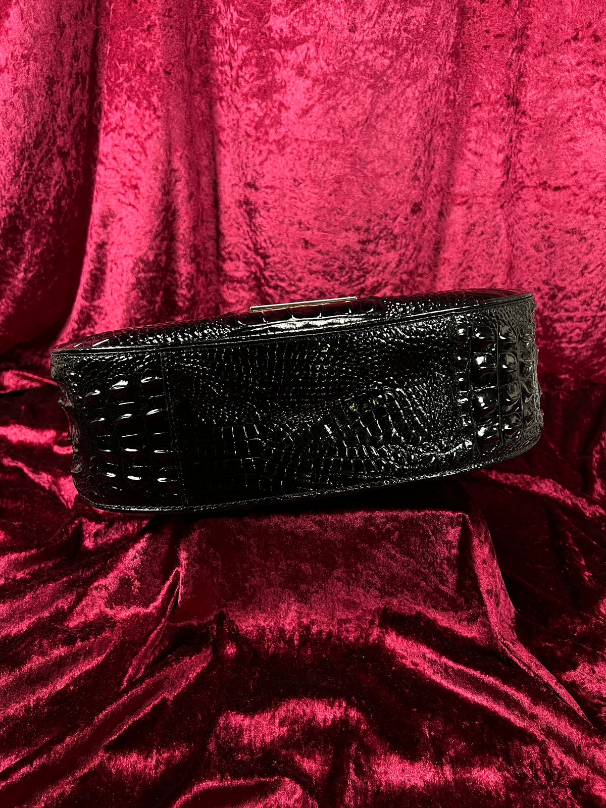 Vintage Brahmin Black Melbourne Leather Hobo Bag - Croc Embossed Shoulder Purse