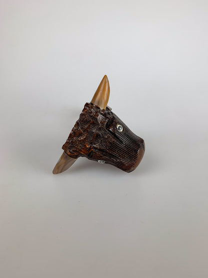 Vintage Italian Hand Carved Bull Briar Wood Pipe