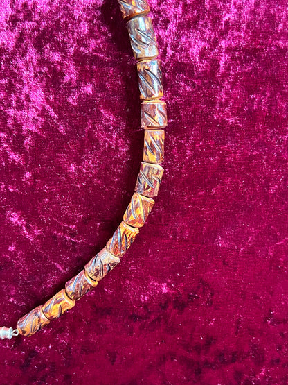 Vintage Jewelry - Necklace - Carved Wood Beads - 19.5"