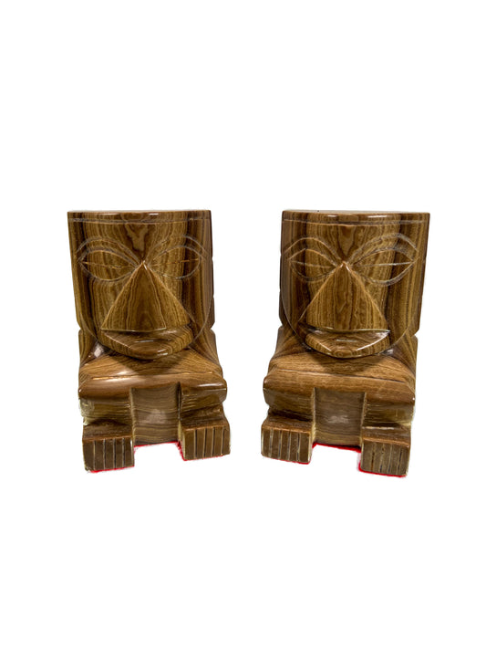 Vintage Home Decor - Mid Century Bookends - Carved Stone Tiki Totems - Set of 2
