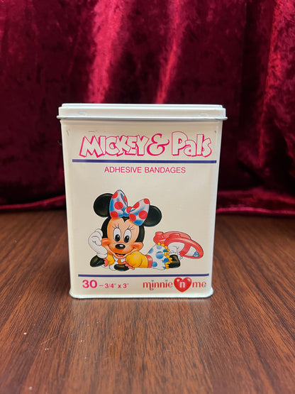 Vintage Advertisement - Metal Storage Tin - Mickey & Pals Adhesive Bandages - Minnie 'N Me - Walt Disney Co.