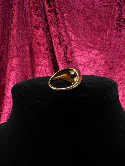 Vintage Gold Tone Ring – Bold Sparkle Heart Ring by Avon - Size 8.5