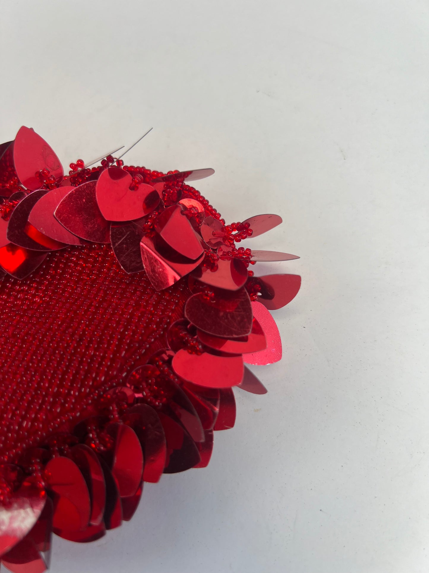 Vintage Wallet - Heart-Shaped Beaded Coin Purse - Red - Zipper Closure - Neiman Marcus