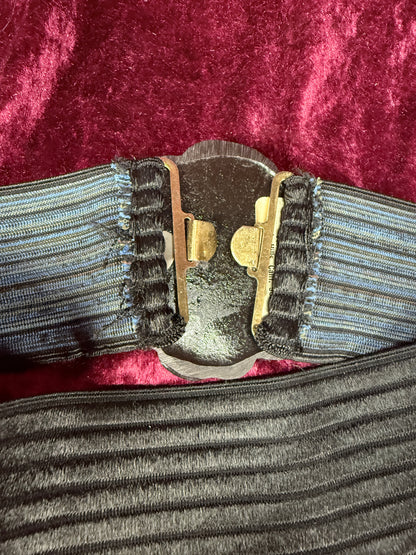 Vintage Elastic Waist Belt - Black Rose Statement Buckle - Charmant Belts California