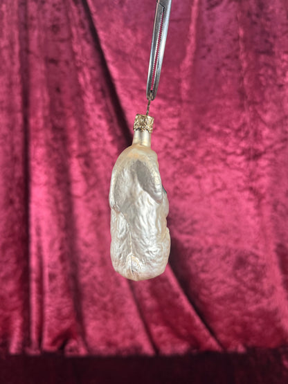 Vintage Christmas - Handblown Glass Ornament - Bunny Holding Carrot - 4"