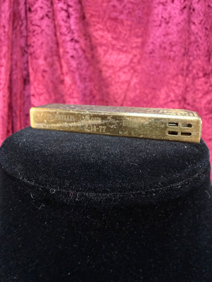 Vintage Colibri Japan Pocket Lighter – Fleur-de-Lis Engraved Brass Tone Case