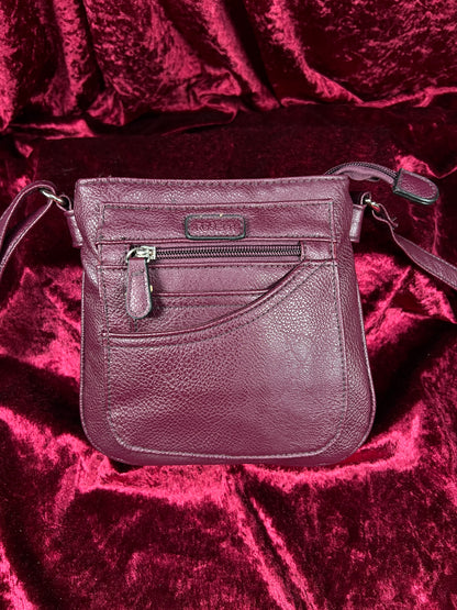 Vintage Faux Leather Crossbody Bag - Burgundy Pebbled Utility Purse - Rosetti
