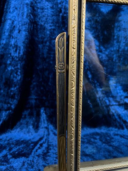 Antique Art Deco Picture Frame – Gold & Charcoal Ornate Tilt Design