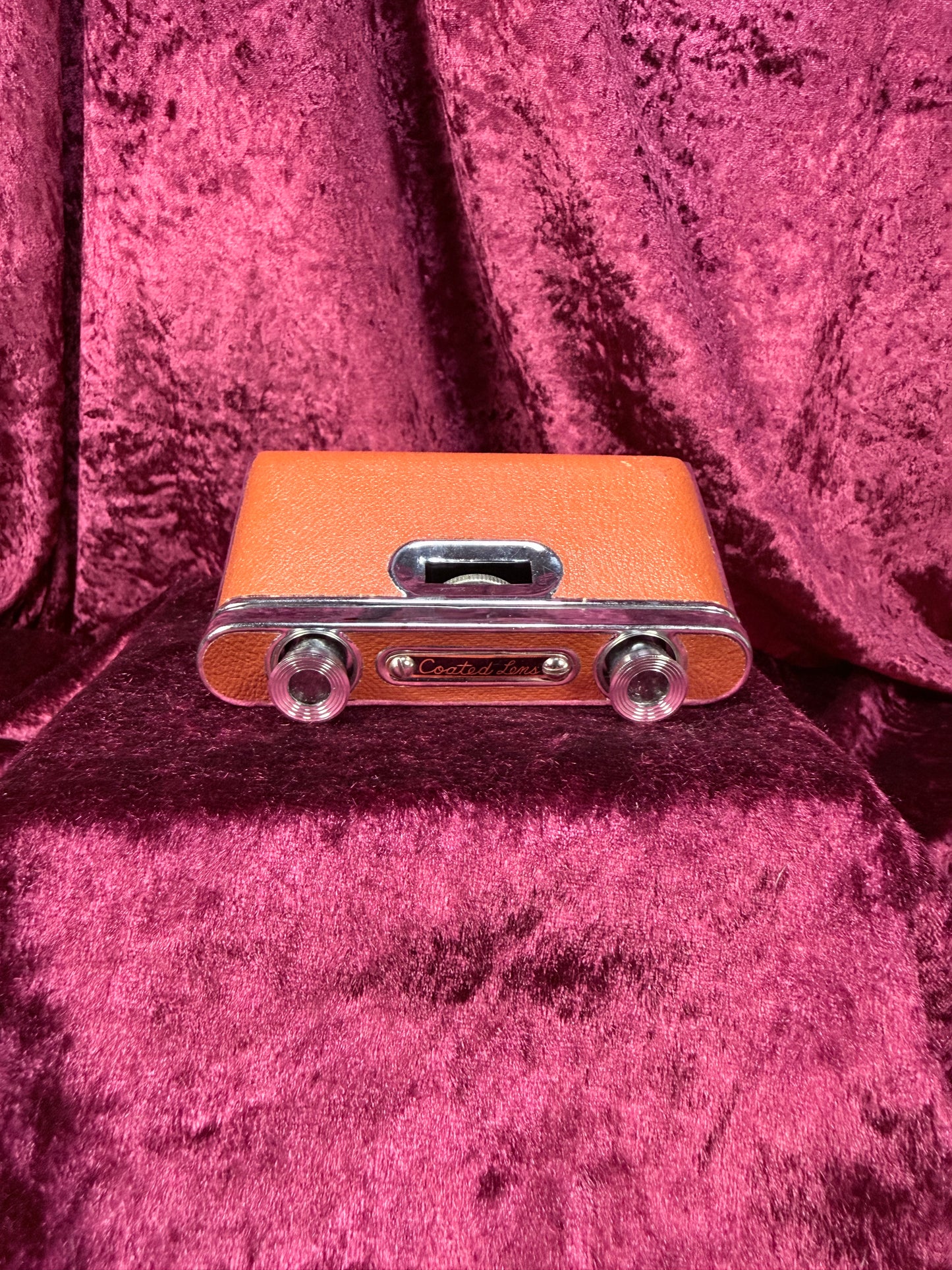 Vintage Metal Opera Glasses – Functional Orange Leatherette Folding Binoculars