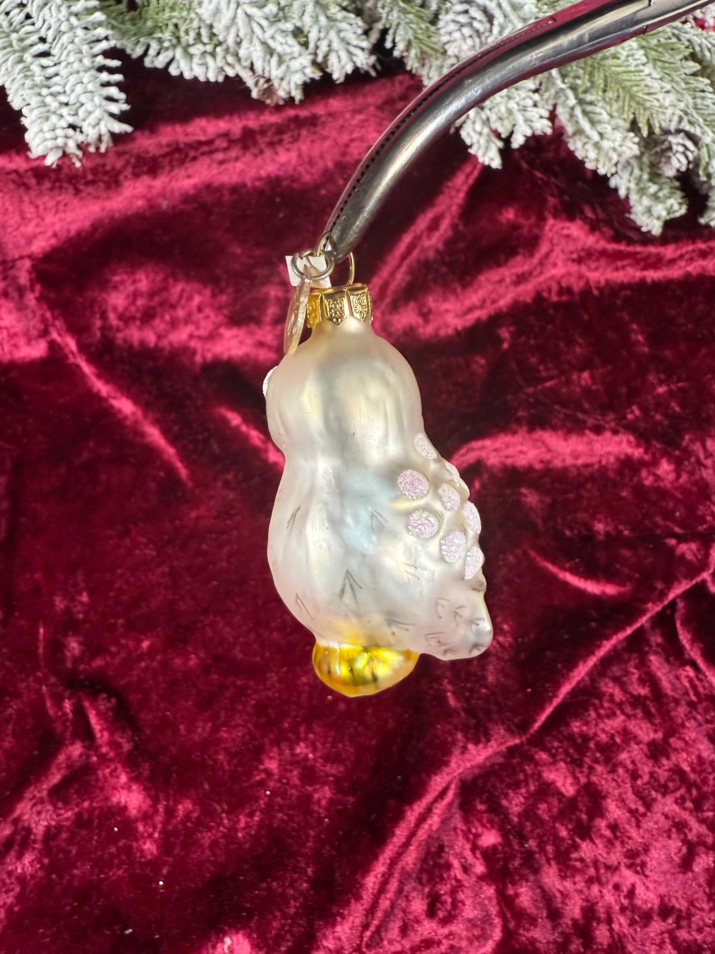 Vintage Christmas - Handblown Glass Ornament - Snow Owl - Department 56