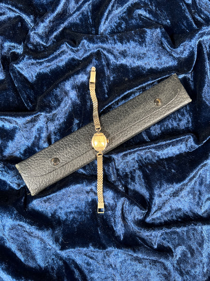 Vintage Gold-Tone Bulova Wristwatch - Petite Face and Stretch Bracelet