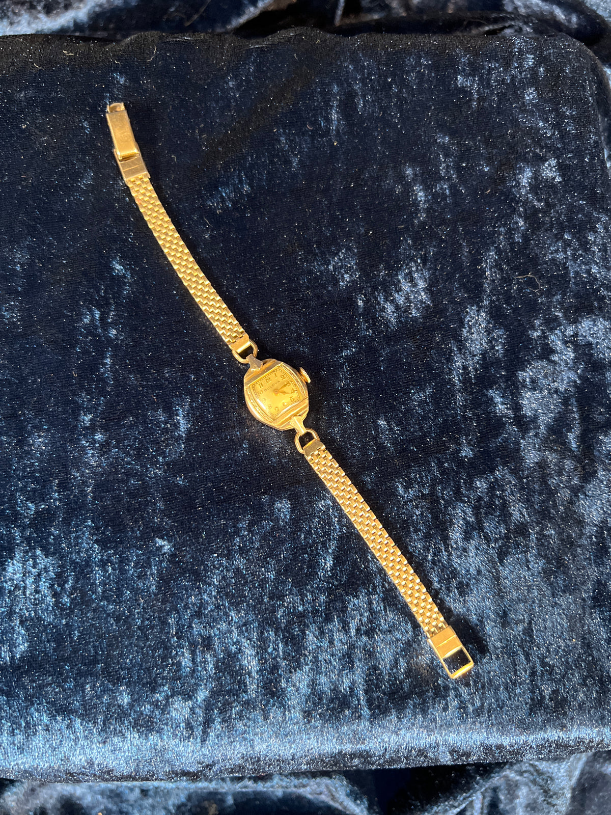 Vintage Gold-Tone Bulova Wristwatch - Petite Face and Stretch Bracelet