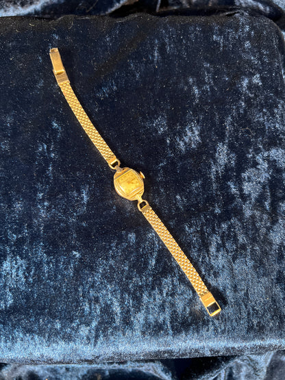 Vintage Gold-Tone Bulova Wristwatch - Petite Face and Stretch Bracelet