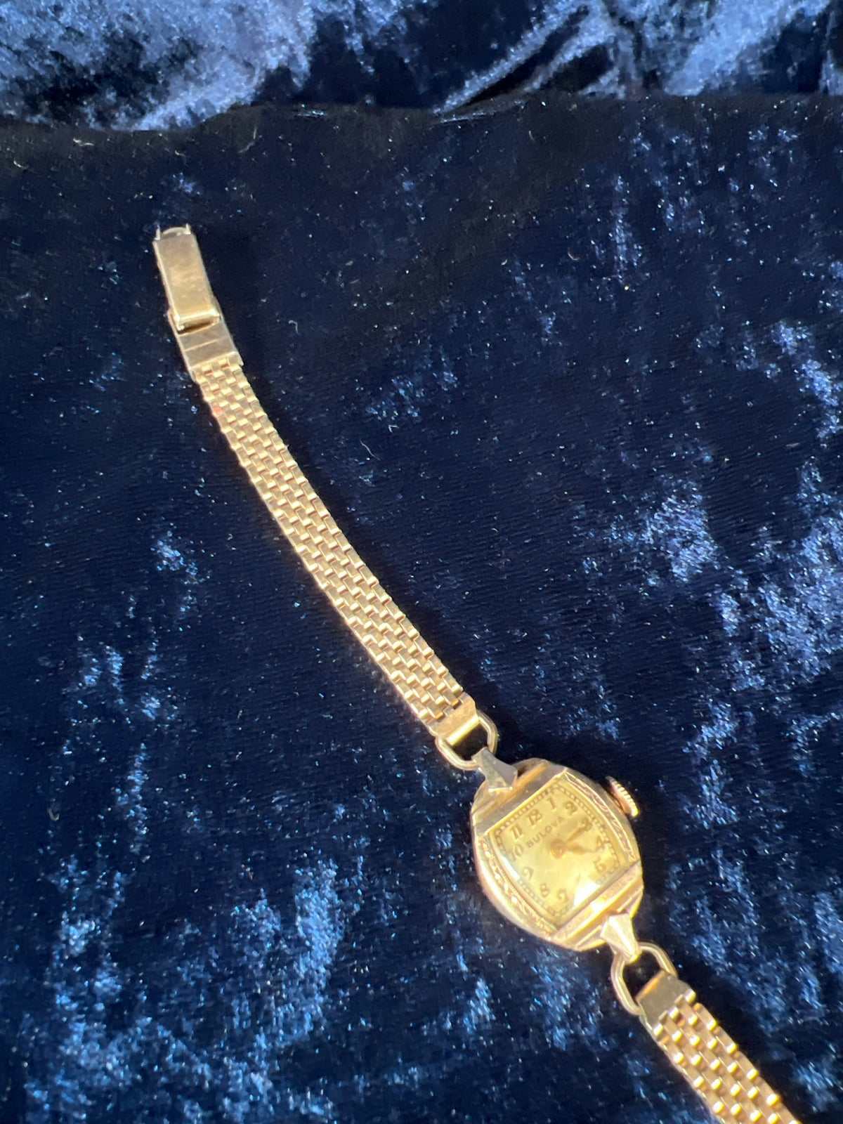 Vintage Gold-Tone Bulova Wristwatch - Petite Face and Stretch Bracelet