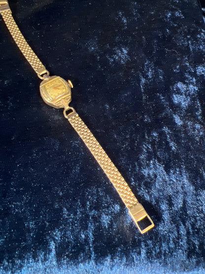 Vintage Gold-Tone Bulova Wristwatch - Petite Face and Stretch Bracelet