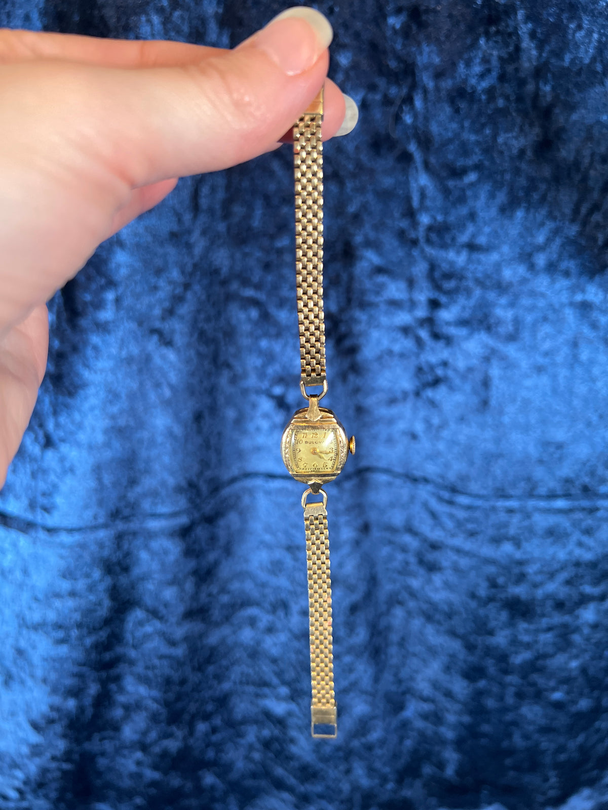 Vintage Gold-Tone Bulova Wristwatch - Petite Face and Stretch Bracelet