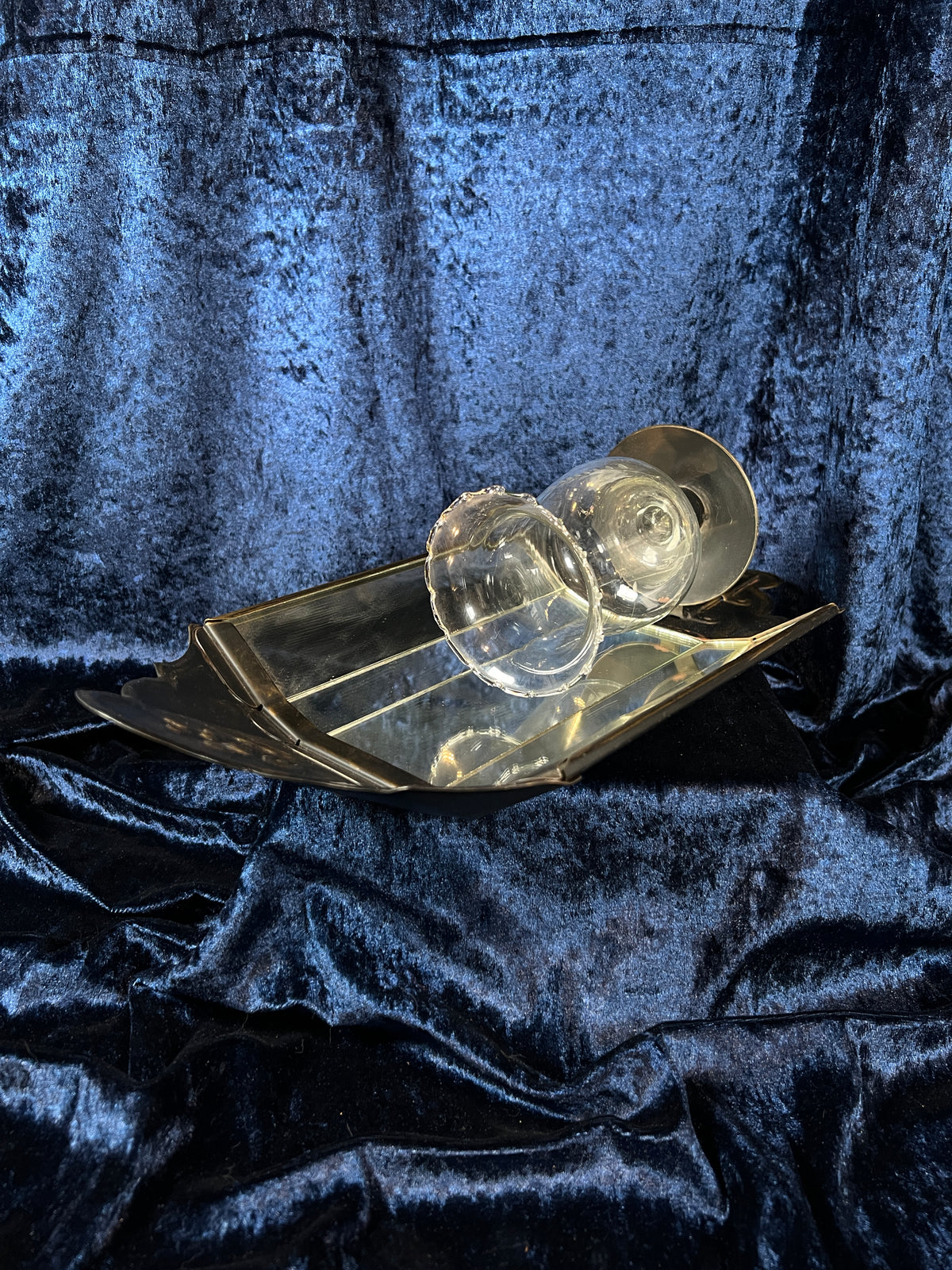 Vintage Metal and Glass Wall Sconce - Mirrored Panels and Floral Motif