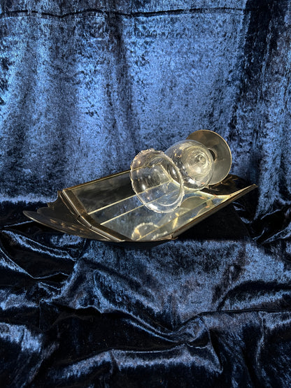 Vintage Metal and Glass Wall Sconce - Mirrored Panels and Floral Motif