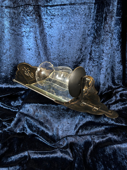 Vintage Metal and Glass Wall Sconce - Mirrored Panels and Floral Motif