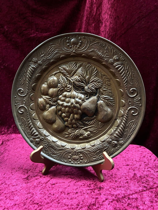 Vintage Brass Wall Plaque - Fruit Relief Decorative Wall Art