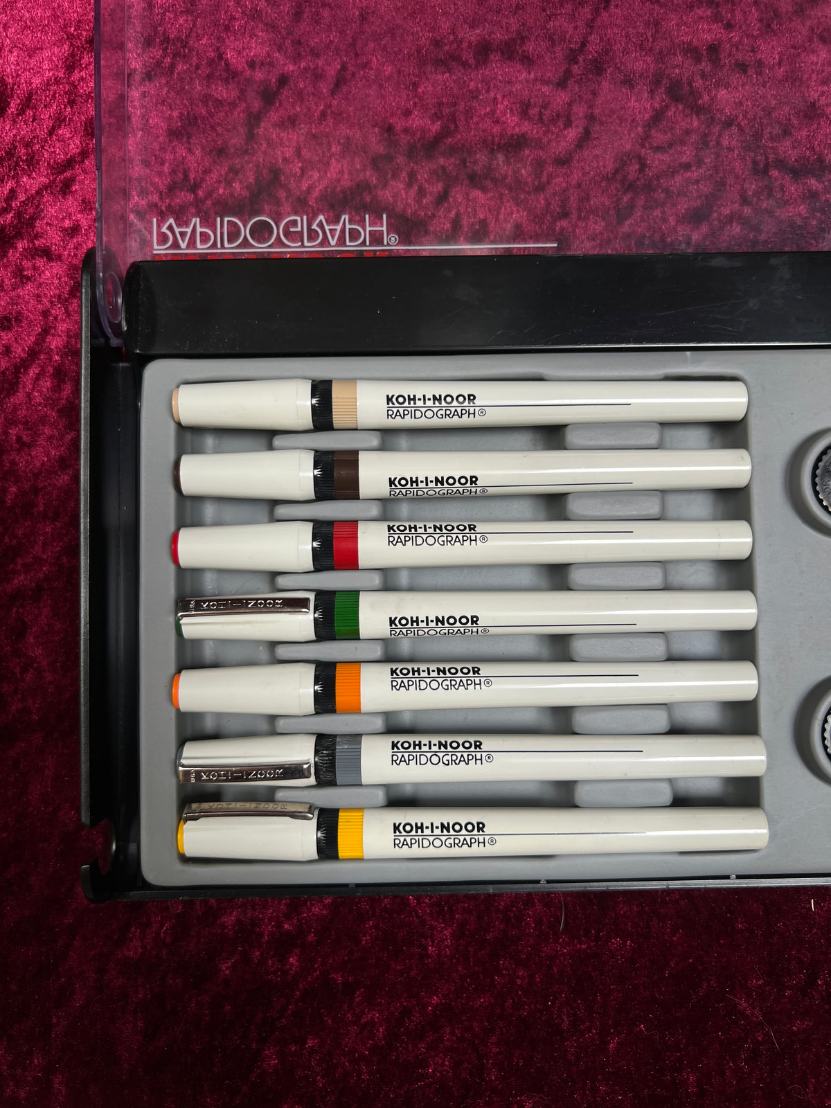 Vintage Technical Drawing Pen Set - Koh-I-Noor Rapidograph Case and Ink Bottle